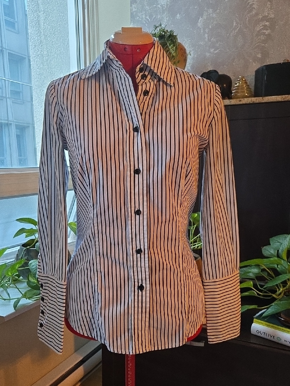 Cotton Striped Button-Down Shirt in White and Black From Mango Suit